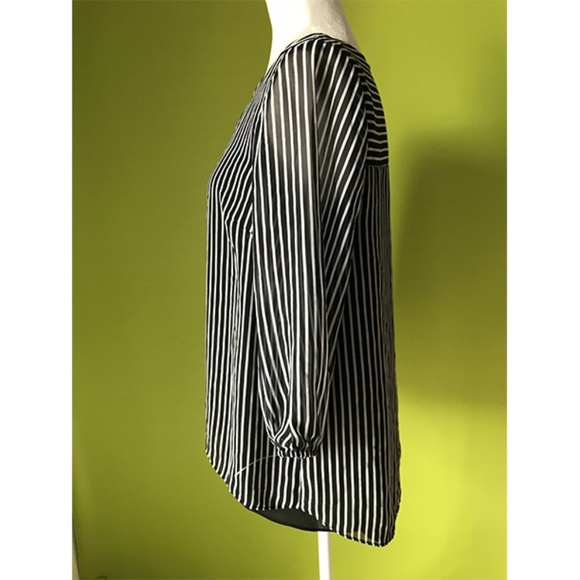 AB Studio Scoop Split Back Striped Lined Top L - Picture 3 of 7